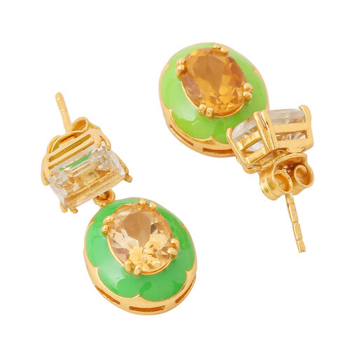Amethyst and citrine lawn green earrings by Azga